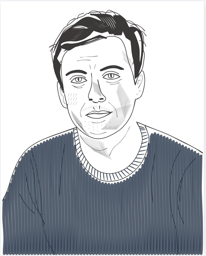 GPT-6 Astra's freehand portrait attempt in Canva, drawn from the reference photo
